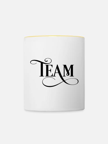 Team - Tasse zweifarbig - Weiß/Gelb