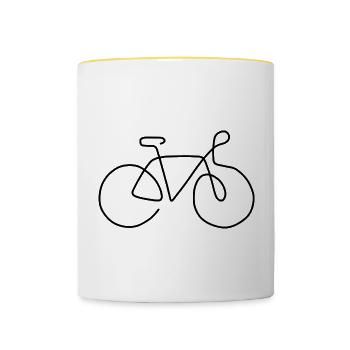 Fahrrad - Tasse zweifarbig - Weiß/Gelb - Vorne