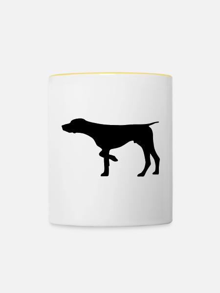 Jagdhund Deutsch Kurzhaar - Tasse zweifarbig - Weiß/Gelb
