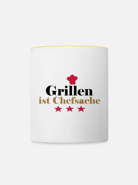 grillen ist chefsache - Tasse zweifarbig - Weiß/Gelb