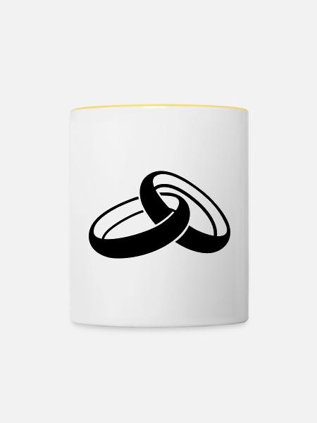 Hochzeit - Tasse zweifarbig - Weiß/Gelb