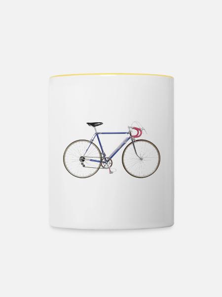 Rennrad 50er Jahre - Tasse zweifarbig - Weiß/Gelb