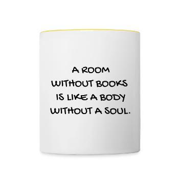 Citation / Philosophie / Pensée / Bonheur / Joie - Mug contrasté - blanc/jaune - Devant