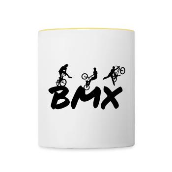 BMX - Tasse zweifarbig - Weiß/Gelb - Vorne