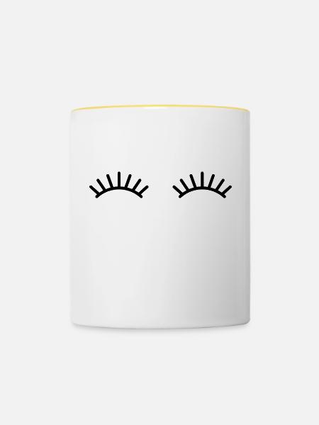 Wimpern - Tasse zweifarbig - Weiß/Gelb
