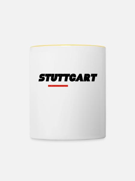 Stuttgart in Baden Württemberg in Deutschland - Tasse zweifarbig - Weiß/Gelb