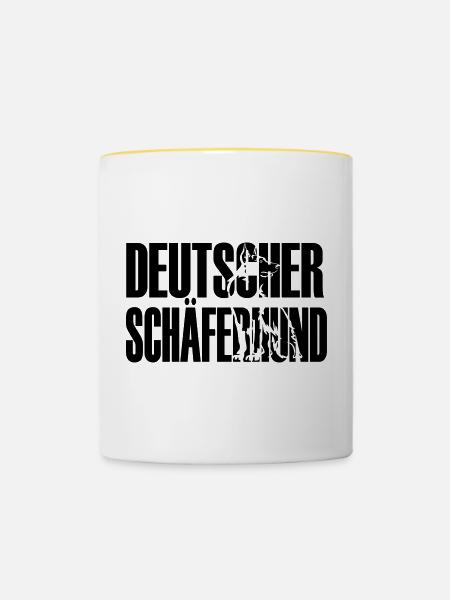 Deutscher Schäferhund - Tasse zweifarbig - Weiß/Gelb