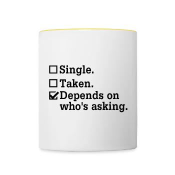 Single? - Junggesellenabschied Party Crew - Tasse zweifarbig - Weiß/Gelb - Vorne