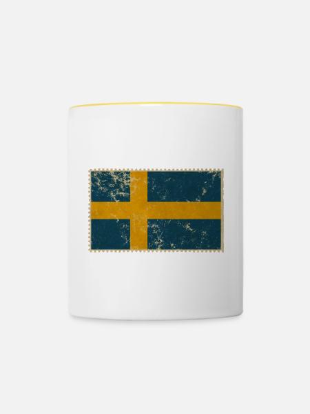 Schweden - Tasse zweifarbig - Weiß/Gelb