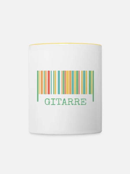 Strichcode Gitarre - Tasse zweifarbig - Weiß/Gelb