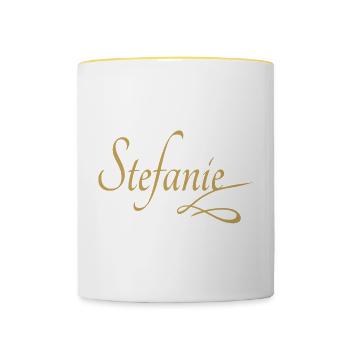 Vorname von Stefanie - Tasse zweifarbig - Weiß/Gelb - Vorne