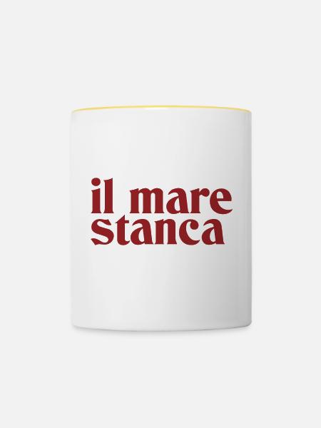 Das müde Meer - Tasse zweifarbig - Weiß/Gelb