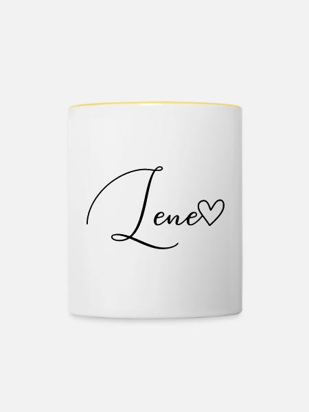 Lene Name Vorname Mädchen - Tasse zweifarbig - Weiß/Gelb