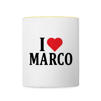 t-shirt I love Marco t-shirt gift idea - Contrasting Mug - white/yellow - Front