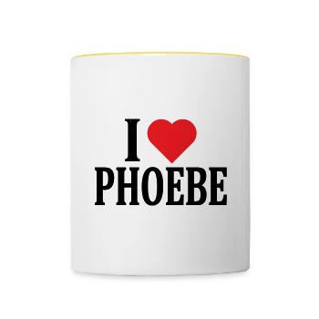 T-Shirt I love Phoebe T-Shirt Geschenkidee - Tasse zweifarbig - Weiß/Gelb - Vorne
