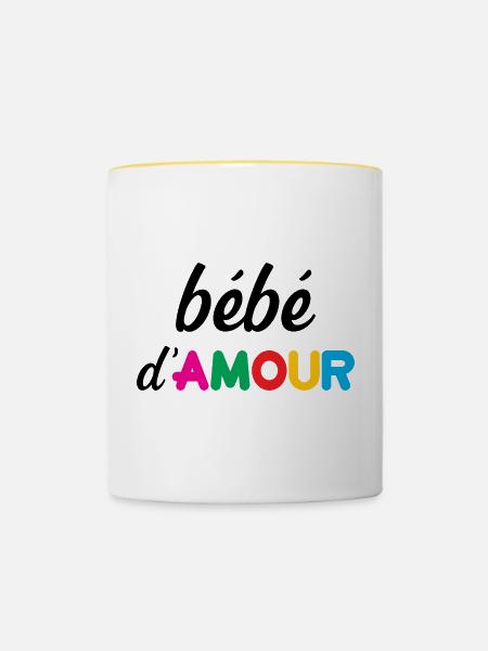 Liebe Baby - Tasse zweifarbig - Weiß/Gelb