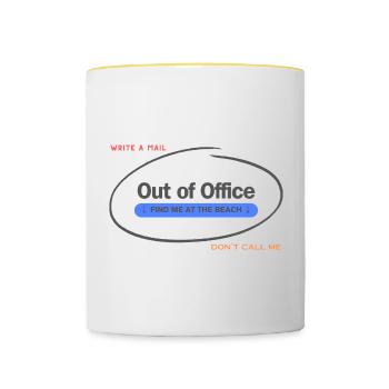 Out of Office Design - Tasse zweifarbig - Weiß/Gelb - Vorne