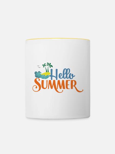 Hallo Summmer - Tasse zweifarbig - Weiß/Gelb