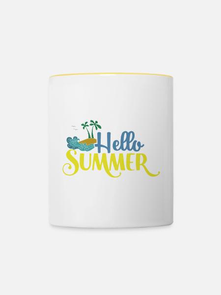 Hallo Summmer - Tasse zweifarbig - Weiß/Gelb