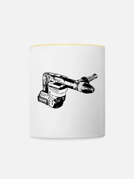 Akku Stemmhammer - Tasse zweifarbig - Weiß/Gelb