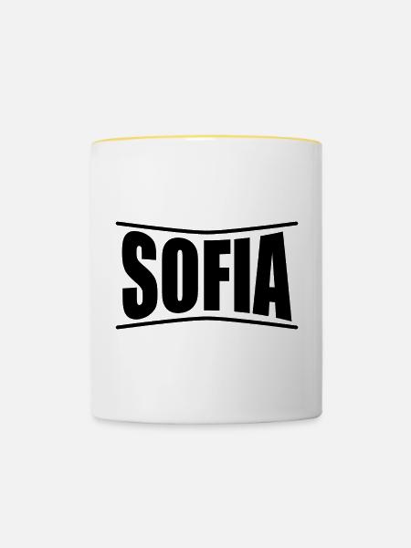 T-Shirt Sofia T-Shirt Geschenkidee - Tasse zweifarbig - Weiß/Gelb
