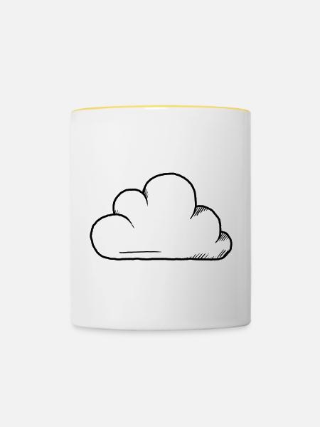Cloud-Design - Tasse zweifarbig - Weiß/Gelb