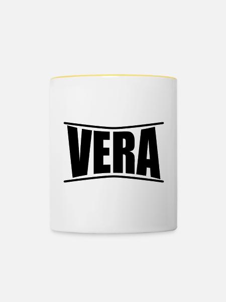 Echte T-Shirt T-Shirt Geschenkidee - Tasse zweifarbig - Weiß/Gelb
