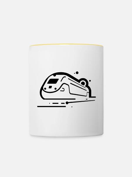 Zug Comic Stil - Tasse zweifarbig - Weiß/Gelb
