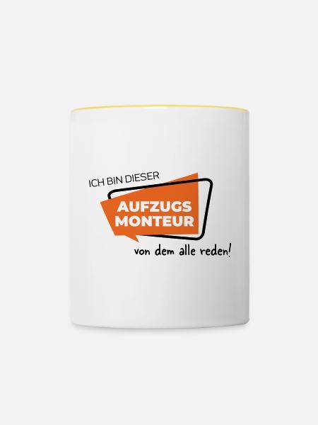 Aufzugsmonteur - Tasse zweifarbig - Weiß/Gelb