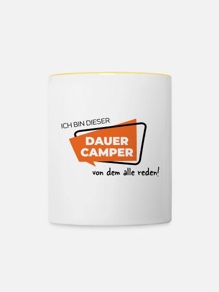 Dauercamper - Tasse zweifarbig - Weiß/Gelb