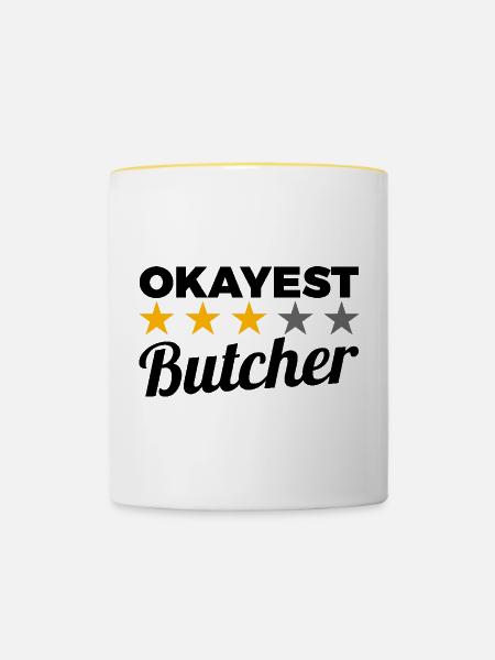 Durchschnittlicher Fleischer - Tasse zweifarbig - Weiß/Gelb