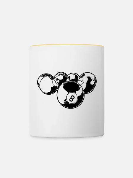 Billard - Tasse zweifarbig - Weiß/Gelb