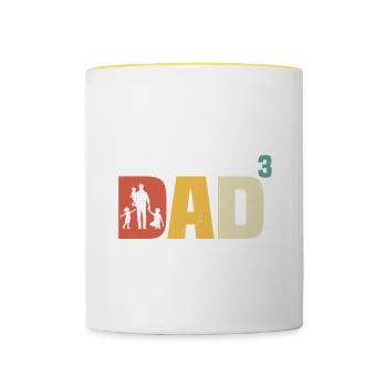 Dad hoch 3 stolzer Vater 3 Kinder dreifacher Papa - Tasse zweifarbig - Weiß/Gelb - Vorne