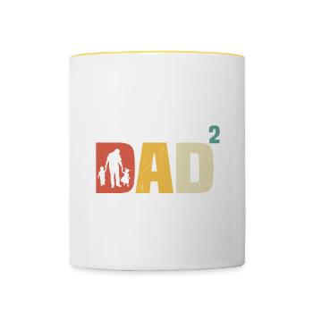 Papa à la puissance 2 Papa en devenir papa 2 - Mug contrasté - blanc/jaune - Devant