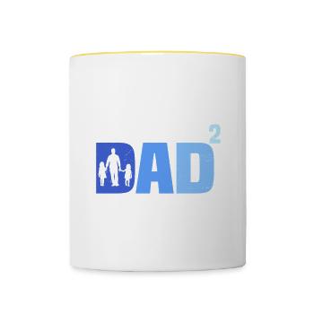 Father of Two Daughters Gift Dad Daughters - Contrasting Mug - white/yellow - Front