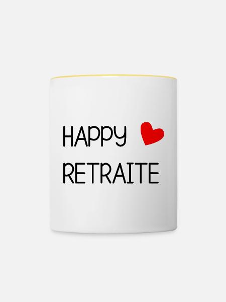 RUHESTAND. RUHESTAND. PENSIONIERT. RUHESTAND - Tasse zweifarbig - Weiß/Gelb
