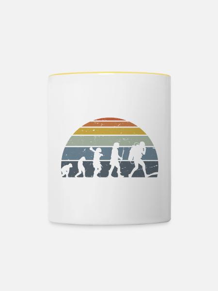 Die Evolution des Silhouettendesigns der Menschheit - Tasse zweifarbig - Weiß/Gelb