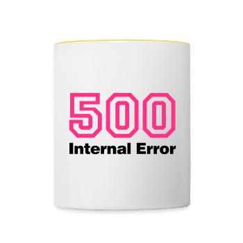 Error 500 | Fehler | Errormessage - Mug contrasté - blanc/jaune - Devant