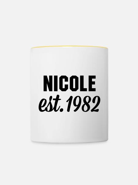 Nicole est 1982 - Tasse zweifarbig - Weiß/Gelb