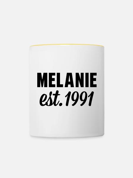 Melanie est 1991 - Tasse zweifarbig - Weiß/Gelb