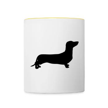 Dackel - Tasse zweifarbig - Weiß/Gelb - Vorne