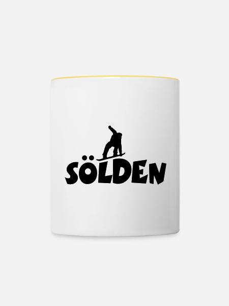 Sölden Snowboarding - Tasse zweifarbig - Weiß/Gelb