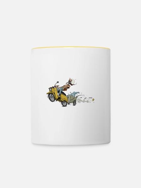 Simson Schwalbe DDR Ostalgie - Tasse zweifarbig - Weiß/Gelb