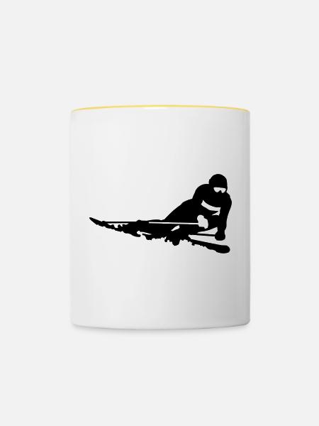 Skifahrer - Tasse zweifarbig - Weiß/Gelb