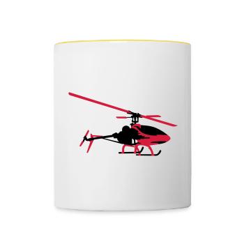 Hubschrauber - Tasse zweifarbig - Weiß/Gelb - Vorne