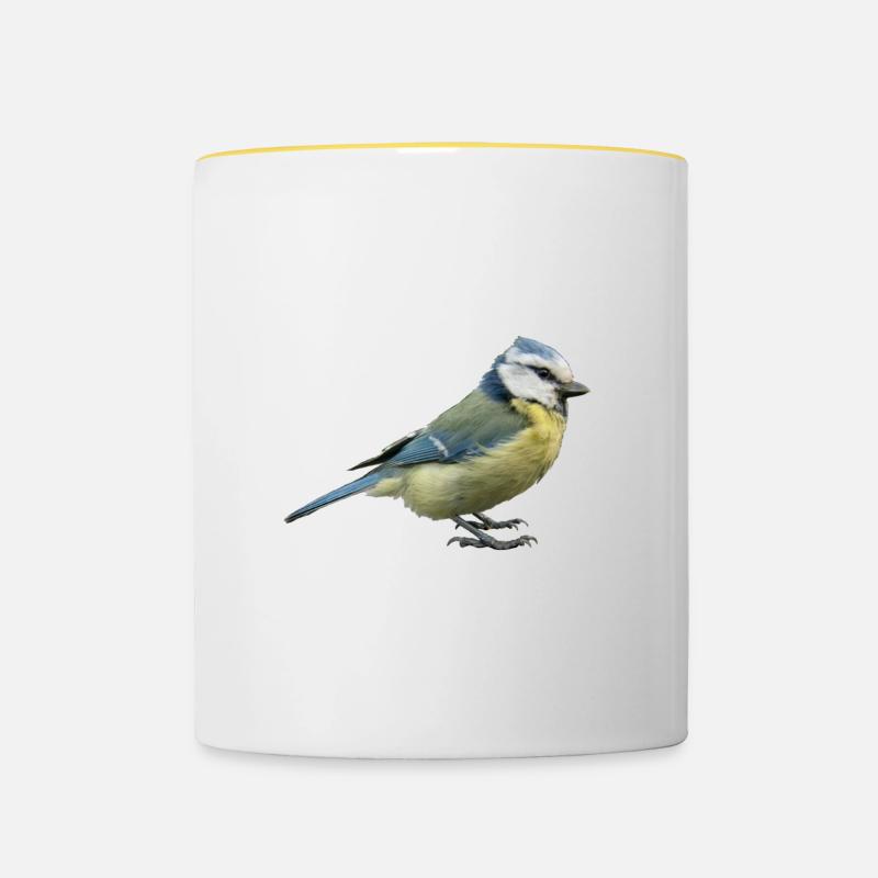 Mésange bleue 2 - Mug contrasté - blanc/jaune
