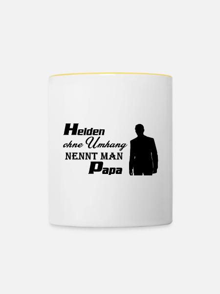 Helden Papa - Tasse zweifarbig - Weiß/Gelb