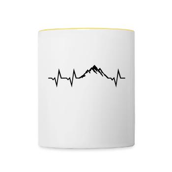 Berg Herzschlag, Berge EKG - Tasse zweifarbig - Weiß/Gelb - Vorne