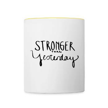 Stronger Than Yesterday - Tasse zweifarbig - Weiß/Gelb - Vorne