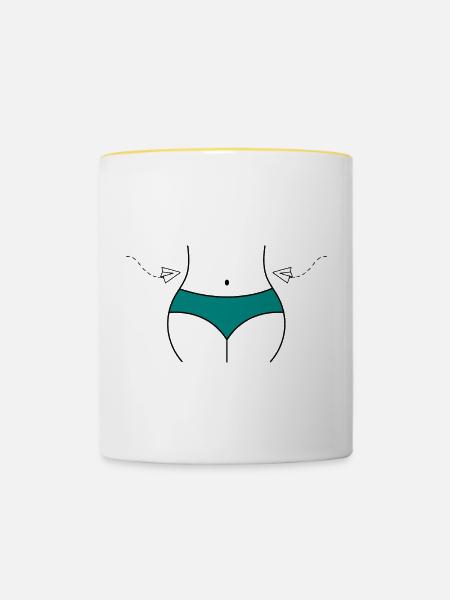 Frau mit Taille - Tasse zweifarbig - Weiß/Gelb